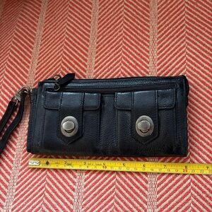 Kenneth Cole Black Wristlet with Silver Button Details